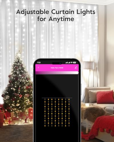 image for Brightown Smart Curtain String Lights - 9.8ft 300 LED Fairy Lights wit
