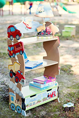 Fantasy Fields - Cracked Rose Thematic Kids Wooden Bookcase with Storage, Multi/None (W-10040A)