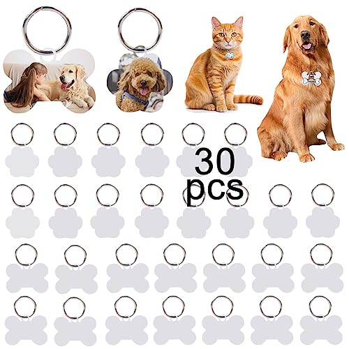 Gekixutp 6-05 30 Pcs Sublimation Blank Dog Tags Paw Shape Sublimation Blank Dog Tags Double Sided Dog Tags cover