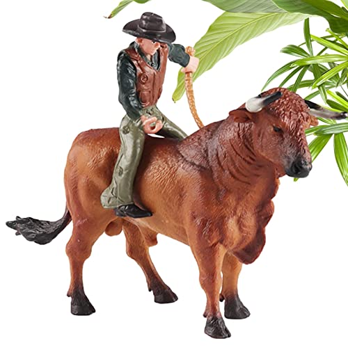 Anloximt Juguetes de para Montar toros,Modelo de Ganado de torero español Salvaje simulado | Rodeoes Cowboy Ganado Figuritas Modelo para niños de 3-5 años 6-12 años, Juguetes educativos Fie Playset