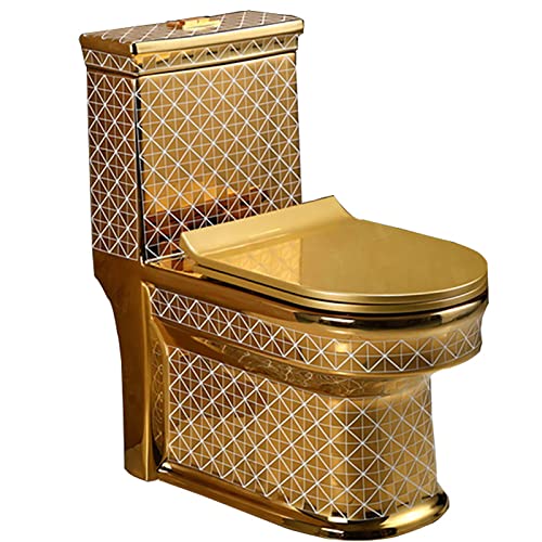 Inodoro elegante color dorado, altura cómoda, un cuerpo, asiento alargado y descarga dual miniatura 1