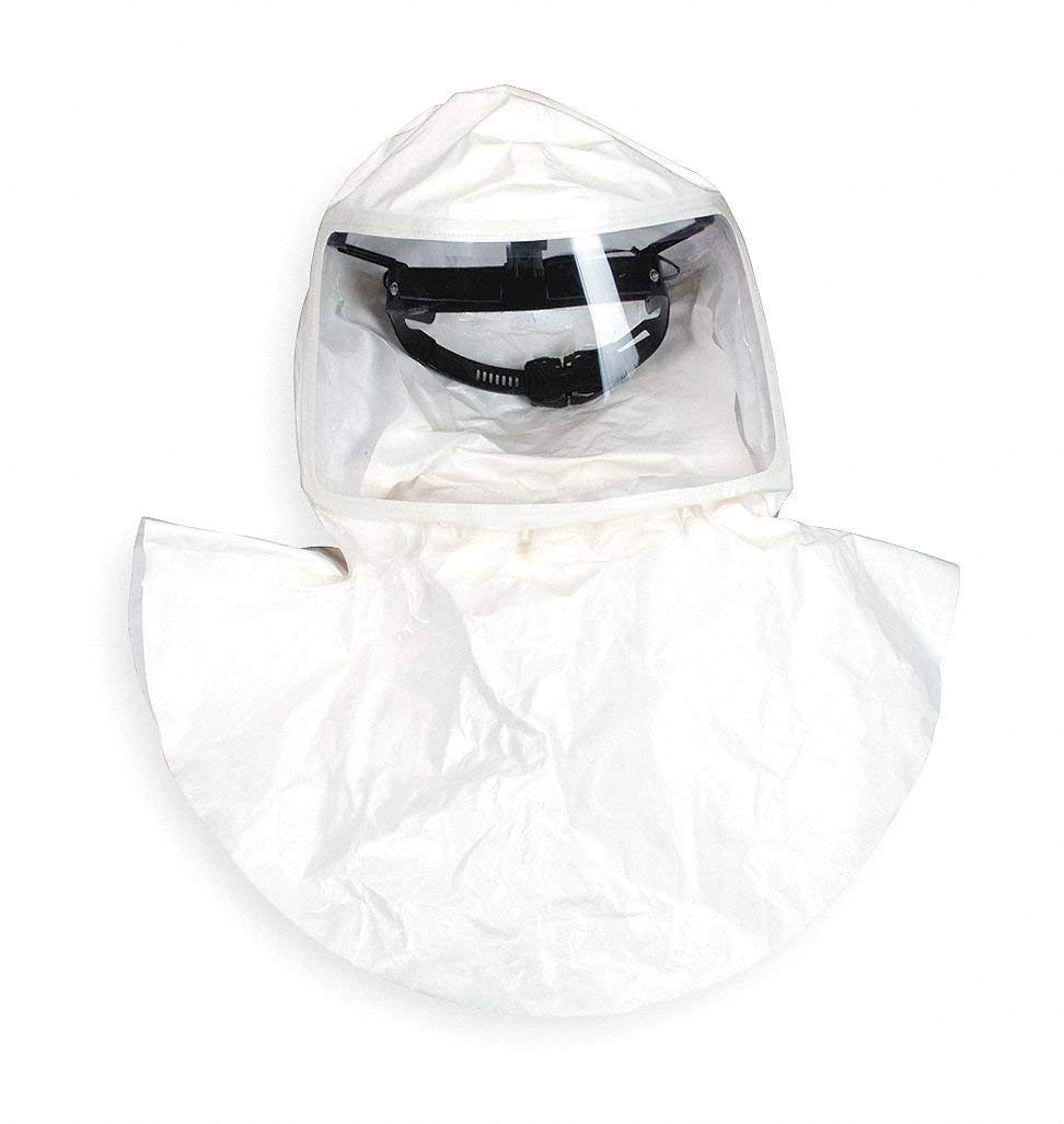 MSA 10083330 OptimAir TL Hood - Tychem QC Powered Air-Purifying Respirator (PAPR), Color: White, 4 Pack, Double Bib, Threaded Connection, Includes Suspension, Hi-Efficiency Respiratory Protection