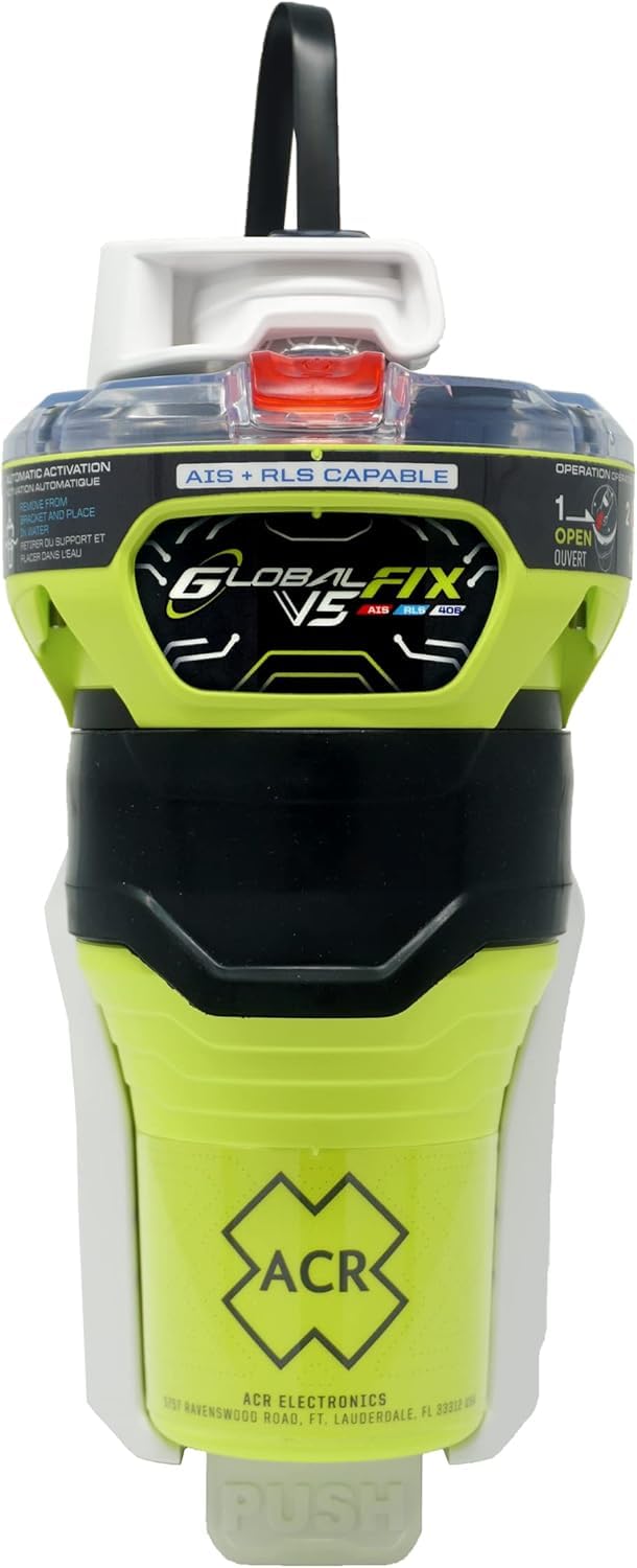 ACR GlobalFix V5 AIS EPIRB – Dispositivo di Localizzazione d’Emergenza GPS Globale, Servizio di Conferma di Ricezione, AIS Locale e Satellitare, App Mobile e Staffa a Rilascio Manuale