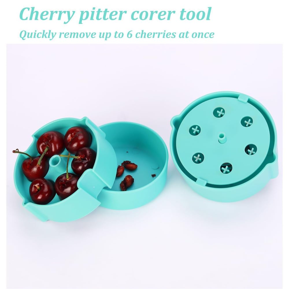 Snocciolatore Ciliegie a Stantuffo con 6 Fori Singoli Portatile in Plastica Alimentare Completamente Smontabile Utensile da Cucina per Preparare Marmellata di Ciliegie