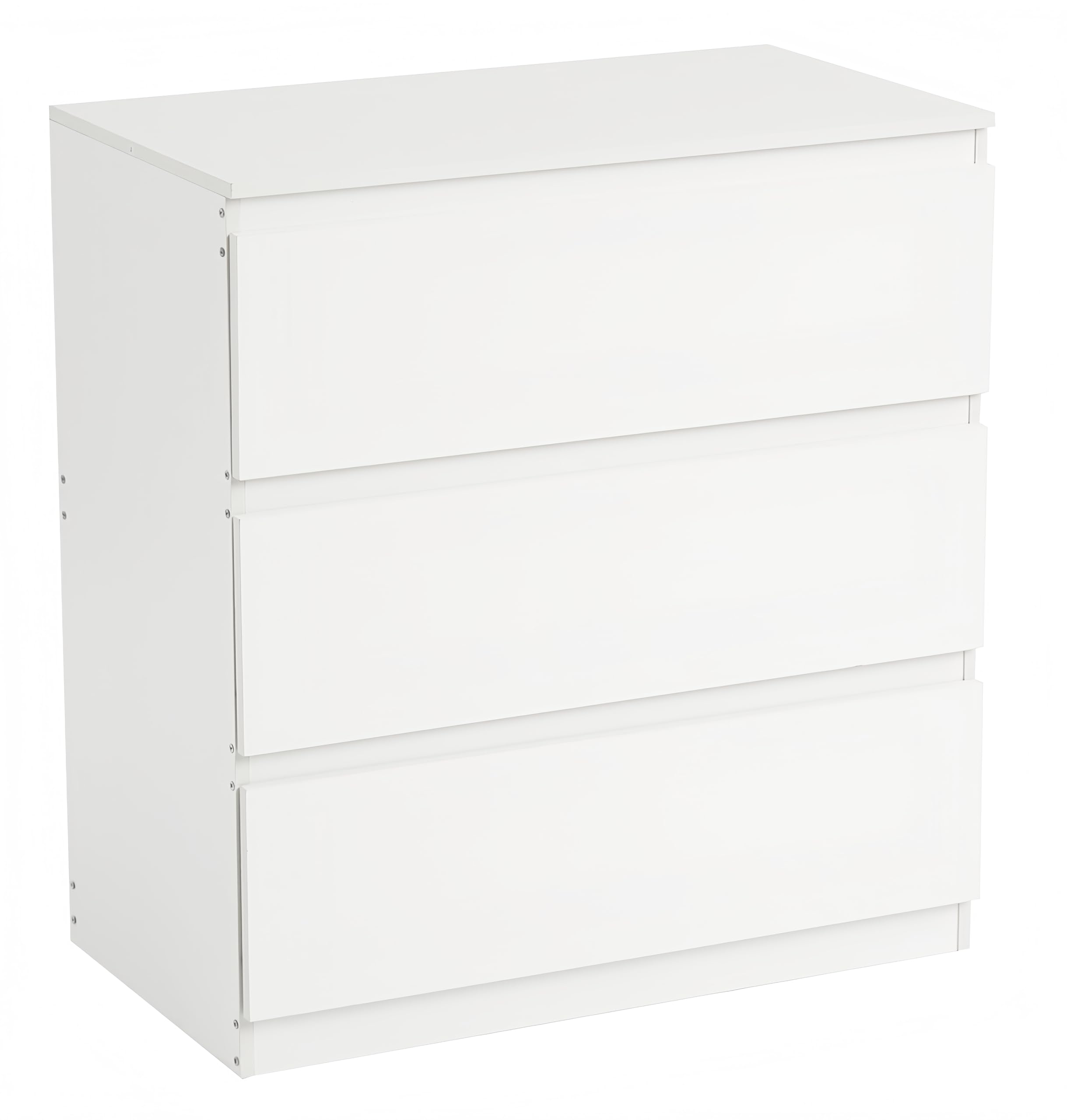 Cómoda Blanca con 3 Cajones, Cómoda y Cajonera Dormitorio Mueble de Cajonera Blanca Moderno Gavetero Alta 75 cm Almacenamiento Sinfonier para Dormitorio Salón Oficina (3 Cajones)