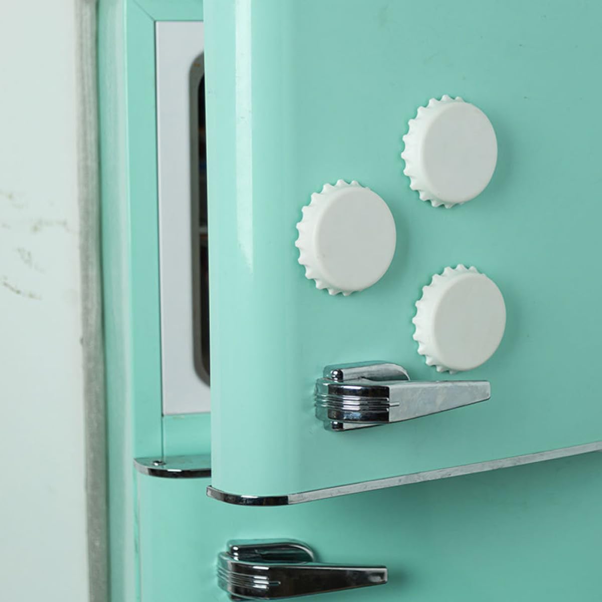 Apribottiglie Magnetico a Cappuccio, Set 8 Pezzi Bianco