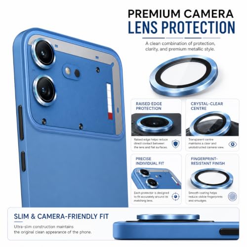 Image of FIRST MART Blue Camera Ring Guard Protector for Nothing Phone (4b) | Tempered Glass with Metal Alloy Rings, HD Clear, Scratch Resistant, Case-Friendly | Pack of 1