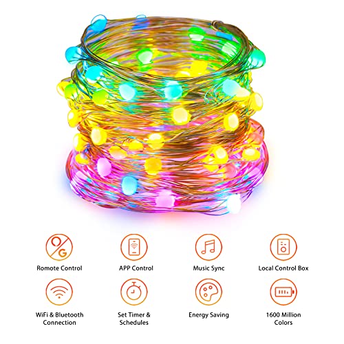 Homever Smart Fairy Christmas Lights, 33Ft 66Led Waterproof String Lights With Music Mode Remote App Control Rgb Color Changing Timer Usb Powered For Indoor/Outdoor Decoration #TOP4