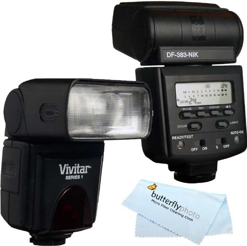 Vivitar DF-383 DEDICATED ETTL LCD Flash with LCD Display Includes Flash Diffuser For Nikon DSLR Cameras Cleaning Kit MicroFiber Cleaning Cloth
