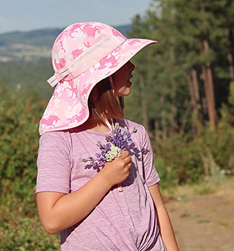 Image of icolor Kids Sun Hat UPF50+ Sun Protection Bucket Hat Toddler Summer Beach Play Hats with Neck Flap for Girl Boy Ages 3~10