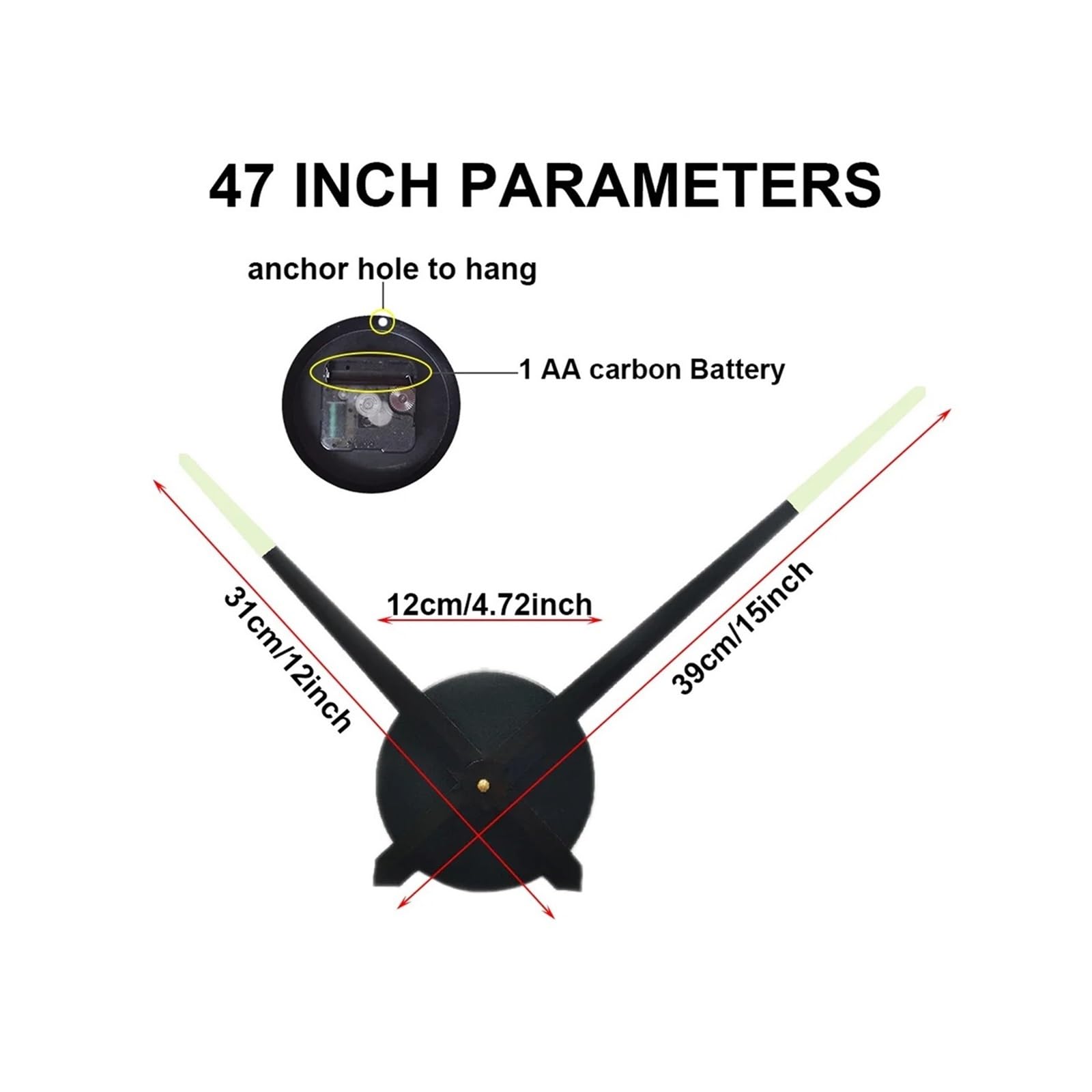 Horloge Murale Lumineuse LED Horloge Murale Lumineuse 3D, Grand Format, Miroir Autocollant, Numérique, Silencieuse, en Acrylique, Décoration De Salon(ZYDC609-YEGU,47inch)
