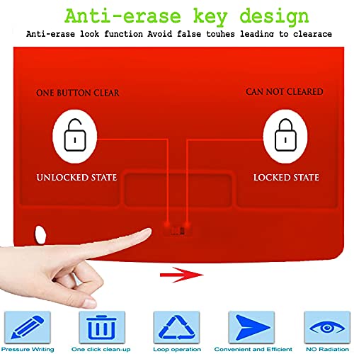 Image of LCD Writing Pad Tablet 8.5 Inch for Drawing with Stylus Pen | Digital Notepad Tab | Electronic Ewriter Teaching Educational Toys Gift for Kids Adults at Home School and Office | Colour : Red