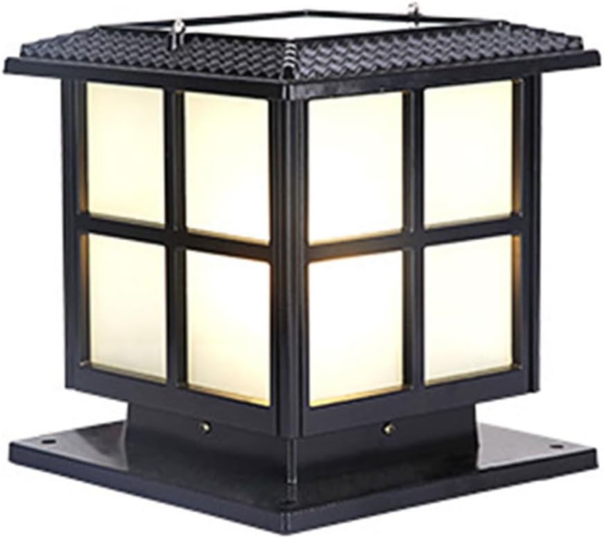 Luxury Outdoor Solar Powered Pillar Light, Gold Exterior Pillar Post Light Waterproof Solar Column Head Light for Gate Fence Garden Driveway Rust Bronze Landscape