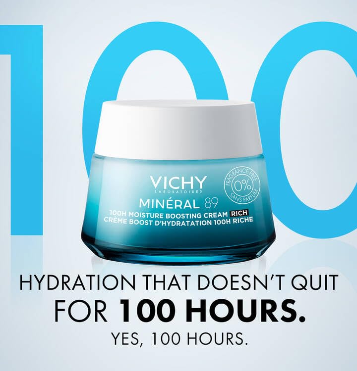 VICHY Mineral 89 Rich Cream, 100H Moisture Boosting Cream, Hydrating Face Moisturizer with Hyaluronic Acid, Niacinamide and Lipids, Daily Face Moisturizeer with Rich Texture for Dry Skin - Image 6