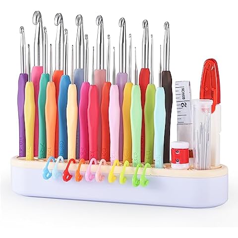 YOJOB 21 Sizes Crochet Hooks Set 0.5mm-10mm, Plus Crochet Accessories and Holder﻿, Complete Set Ergonomic Crochet Hook Kit for Beginners Cover