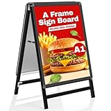 WIIGO Kundenstopper A1 – Doppelseitiger wetterfester Plakatständer, A-Rahmen Ständer Outdoor, Aufsteller für Werbung & Messen (A1, Schwarz)