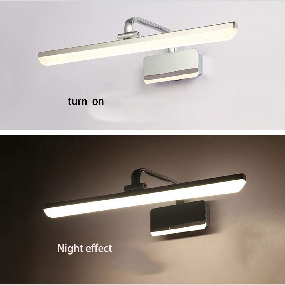 MU Inicio Baño Espejo Faros Led Integrado Moderno/Contemporáneo Función de Cromo para Bombilla Led Incluido, Luz Ambiental Baño Iluminación de Pared Luz Caliente Bombilla Incluida, Espejo Faro
