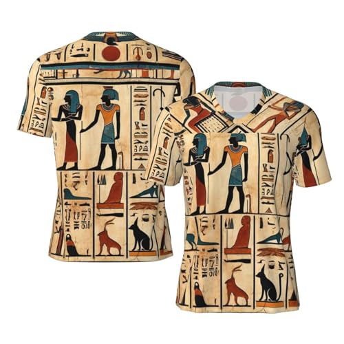 Stylish Athletic Sports Jersey Ancient-Egyptian-Murals-Pharaohs Men's Rugby Jersey Xx-Large Black
