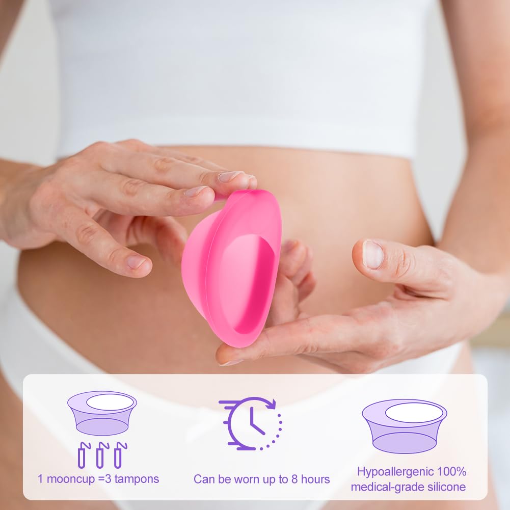 Dischi Periodici Riutilizzabile, 2 Pezzi Disco Mestruale(S+L), Coppa Mestruale in Silicone con Applicatore, Che Può Essere Facilmente Rimosso, per Donne Sport Attivi, Nuoto, a Prova di Perdite