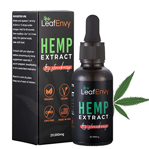 Premium Strawberry Flavored Hemp Oil Extract 20,000mg - Quality Hemp Oil to Deliver Relief - Helps Relieve Pain & Stress, Enhances Sleep, Alleviates Anxiety - Hemp Oil, Strawberry