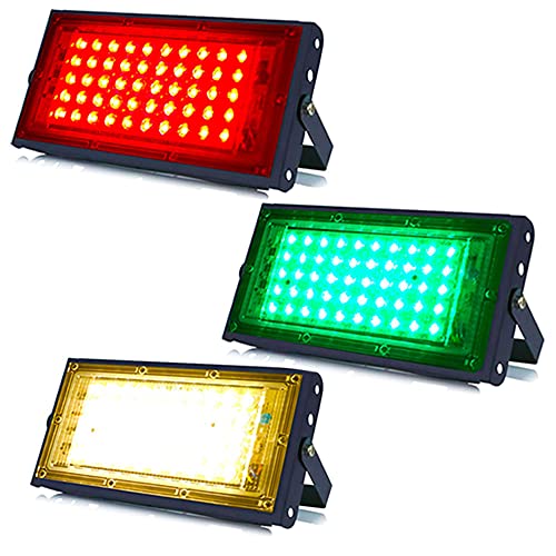 Image of MLD BL2430 20w Led Flood Lights IP66 Waterproof Indoor Outdoor Led Brick Focus Street Light Multi Color Combo Set | Red, Green, Yellow| Pack of 3