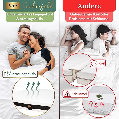 Seidenfeld® Liebesbrücke: Flexibler Bettrahmen für Matratzen [200cm x 140-200 cm] gegen Besucherritze und verrutschende Matratzen | Matratzenverbinder | Besucherritzenfüller | Matratzenhalter