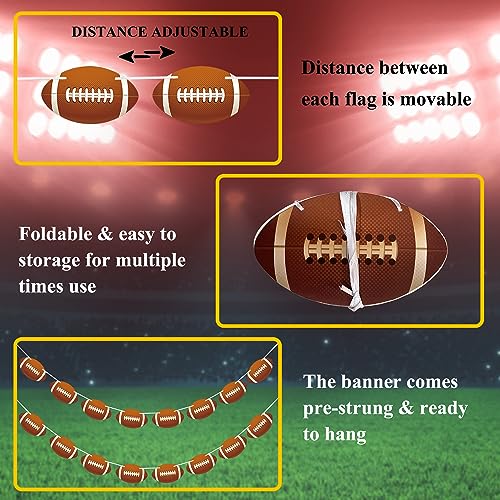 2 Pcs Football Party Decorations Banner Football Hanging Garland Football Paper Cutouts for Birthday Party Supplies Assembled for Home Classroom Decor Sports Themed Party Favors - Image 5