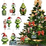 7 Stück Weihnachtsbaum Deko, Weihnachtsdeko Baumschmuck, Acryl-Anhänger Weihnachtsbaumschmuck Geschenken, 2D Fröhliche Lustige Puppen Ornamente für Weihnachtsbaum Dekorationen Partydekoration