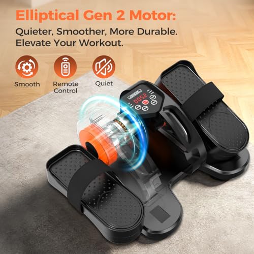 Image of ESL Under Desk Elliptical, Electric Elliptical Leg Exerciser for Seniors | 12 Speed Adjustable, Quiet Elliptical Exercise Machine with Remote, Seated Pedal Exerciser with Strap, Portable