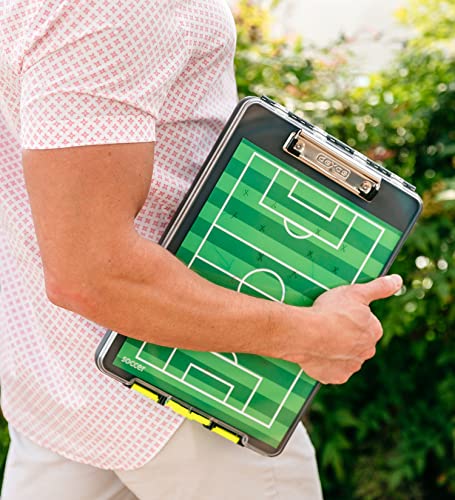 Image of Dexas Clearview Clipcase Clipboard, 13.75 x 9.5 in, Gray /Yellow. See Papers Clearly Outdoors, Stay Organized and Dry. Ideal for Coaching, Teaching, homeschooling, Art, Trades, and Medical pros.