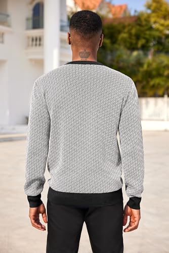 COOFANDY Mens Knitted Dress Sweaters Casual Pullover Sweater Soft Long Sleeve Slim Fit Crewneck Sweater3