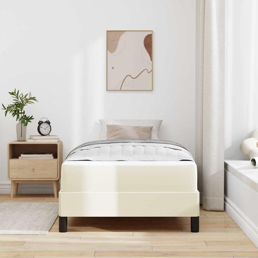 Łóżko z tkaniny drewnopochodne Multi Zone Comfort Kremowy 100 x 200 cm 35.8