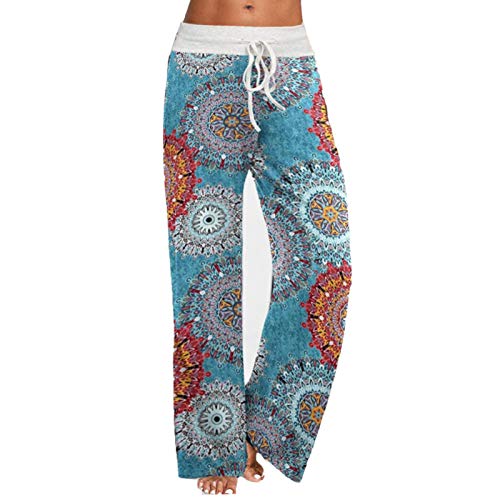 iniber Women's Comfy Pajama Pants Long Casual Drawstring Palazzo Lounge Pants Soft Wide Leg Bottoms2