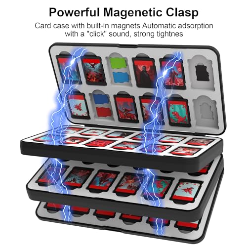 Image of QuoLumPIA 72 Nintendo Switch 2 Game Case - for Switch /OLED /Lite Game Cartridges storage with 72 Game Card & 120 Micro SD Card Slots, Black, Hard Shell, Silicone Lining, Magnetic game card holder