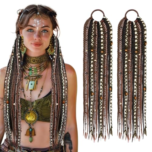 SEIKEA 2PCS Boho Braided Ponytail Extension with Hair Tie, 24"
