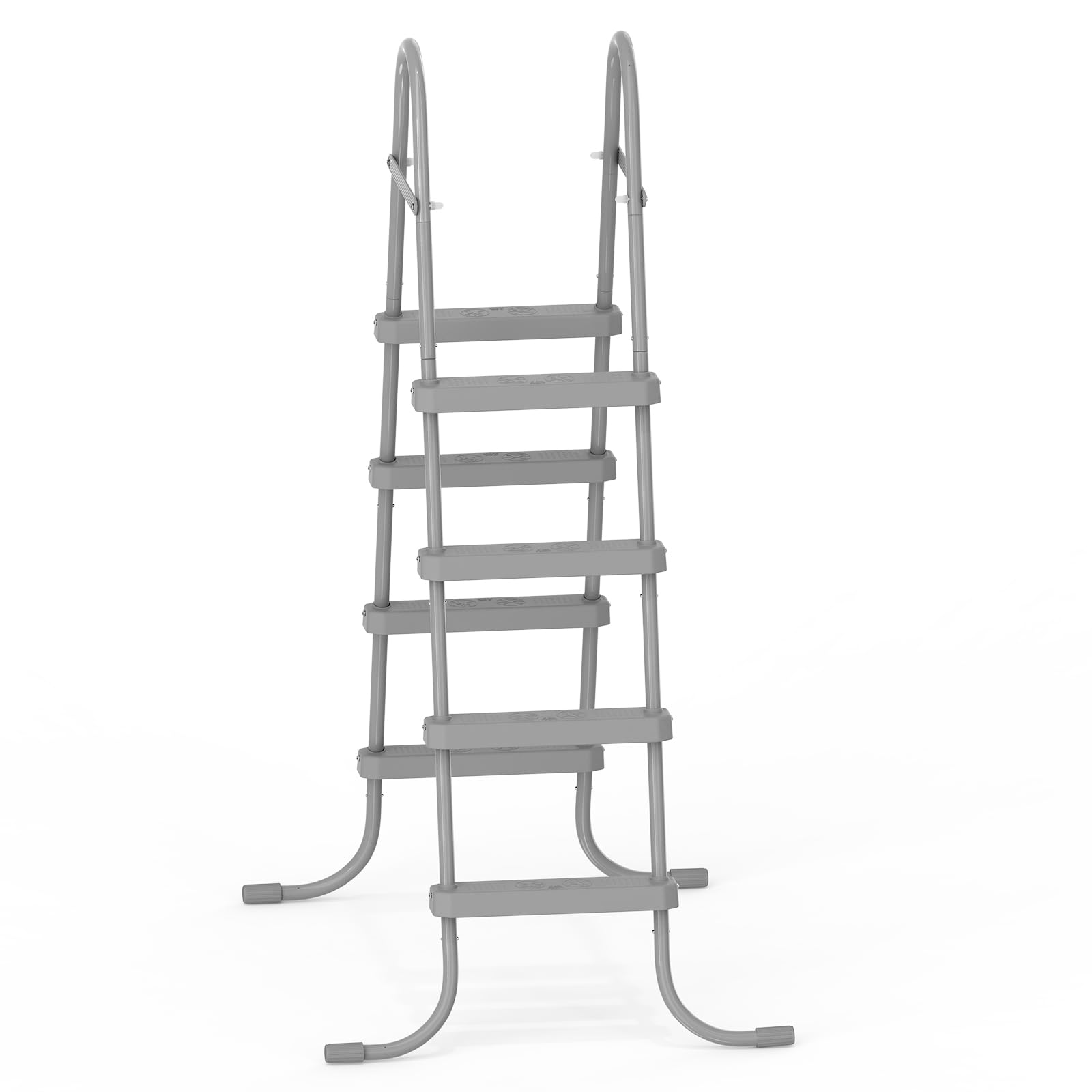 4 Steps Pool Ladder,Iron Above Ground Swimming Pools Steps Safety Ladders,Outdoor Pool Ladders,Heavy Duty Swimming Pools Ladder,with Metal Legs,for Outside Yard Backyard Garden Deck (Gray)