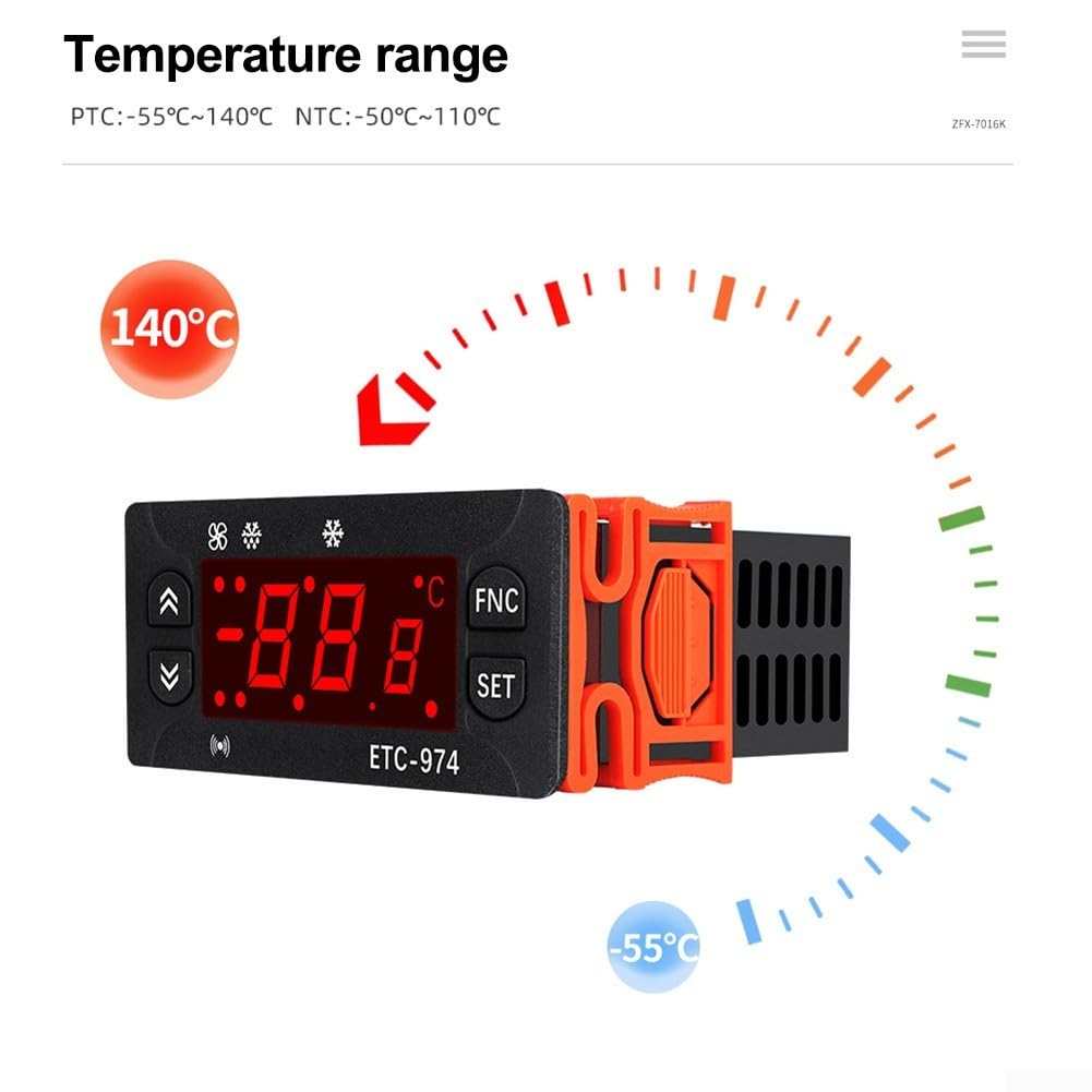 Thermostat numérique ETC-974 avec sonde de température pour réfrigérateur (12-24 V)