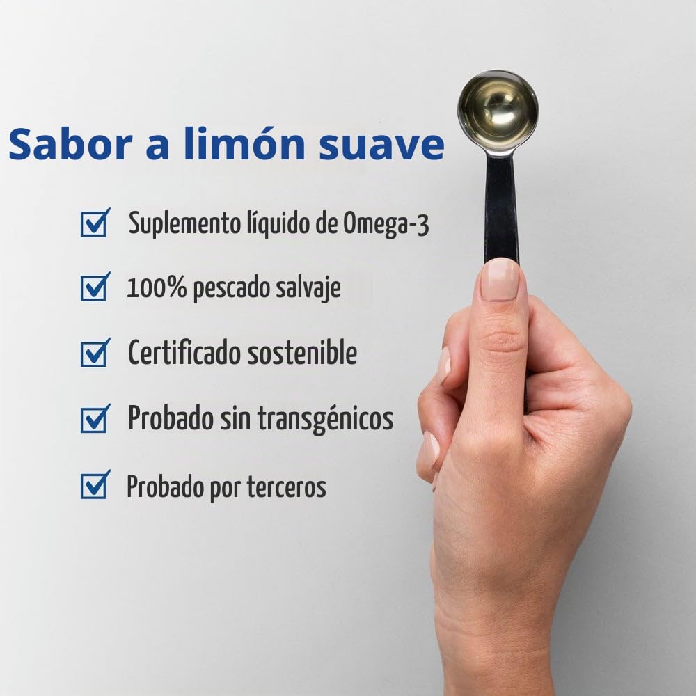 Nordic Naturals, 1560mg Omega-3 Sabor Limón, Alta Dosificación, con EPA y DHA, 237ml, Testado en Laboratorio, Sin Soja, Sin Gluten, No GMO