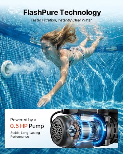 Image of VEVOR FlashPure Sand Filter Pump, 12 in for Above Ground Pool, 0.5 HP 3000 GPH, Swimming Pool Filter System with Timer, 6X Faster Filtration, Media Installed, Leak-Resistant, Ready to Use Out of Box | for Above Ground Pool, 3000 GPH Flow, 6X Faster Filtration, Leak-Resistant, Media Included Easy Installation, 24-Hour Timer