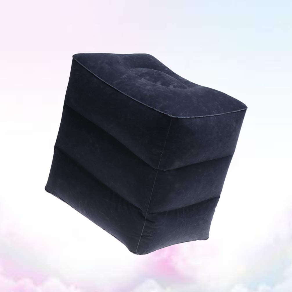 VILLCASE Gonflable pour Avion Coussin Relaxant Portable Tabouret avec Tube Gonflable Et Pochette De Rangement pour Fauteuil Inclinable Bleu Foncé
