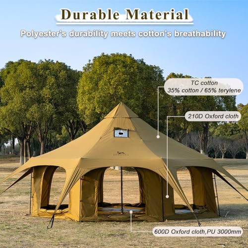 MC circus-olive green Carpa Bell de Lona con Chimenea, 16.4ft x 9.18ft Tienda de Glamping miniatura 2