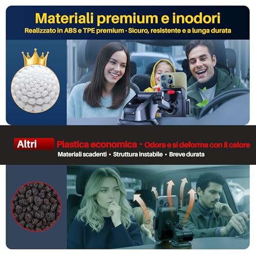 Portentum Porta Cellulare Auto Con Ventosa Per Telefono Rinforzata – Nuova Versione 2026 – Rotazione A 360° E Braccio Estensibile – Cruscotto E Parabrezza – Compatibile Con Telefoni Da 4 A 7,5" - 7