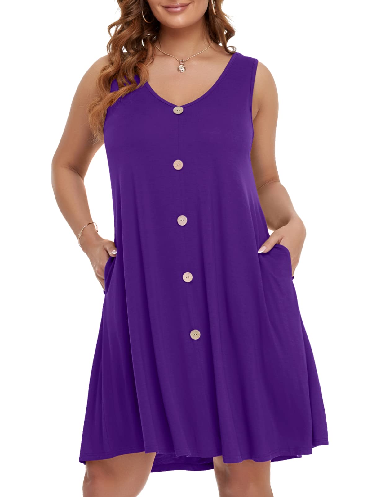 BELAROI Summer Dresses for Women Beach Tshirt Sundress V Neck Casual Swing Tank Dress Swimsuit Cover Ups Pockets