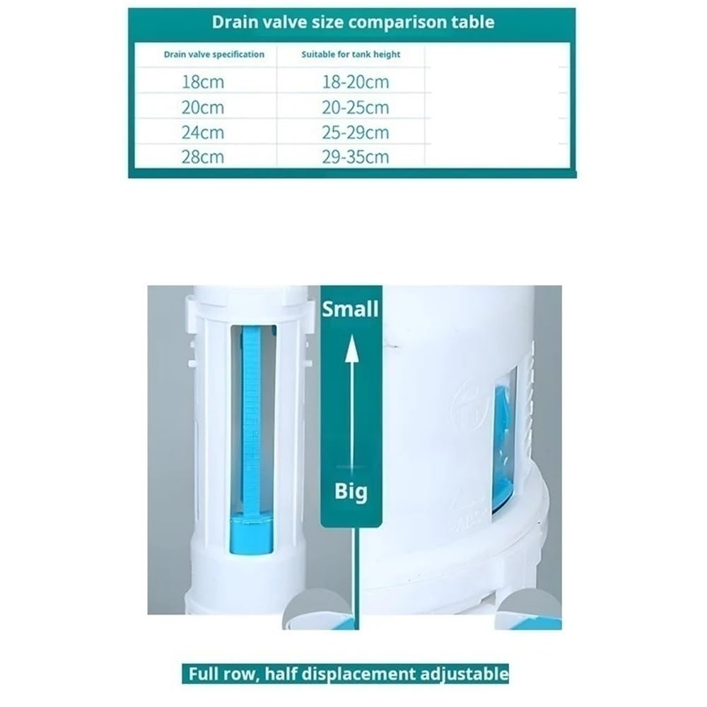 1 Juego de accesorios de reparación de tanque de agua de válvula de llenado de doble descarga, válvula de cisterna de drenaje de inodoro de durabilidad(24cm)