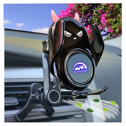Peanutech Car Phone Holder Mount Wireless Charging Auto Clamping with Rotatable Vent Clip Cute Demon for iPhone Samsung Galaxy Andriod Phone