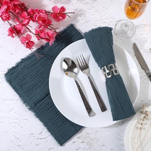 Fringe Cloth Napkins 100% Cotton, Set of 12 Dinner Napkins, Stellar by FINGERCRAFT - Used condition - Image 2