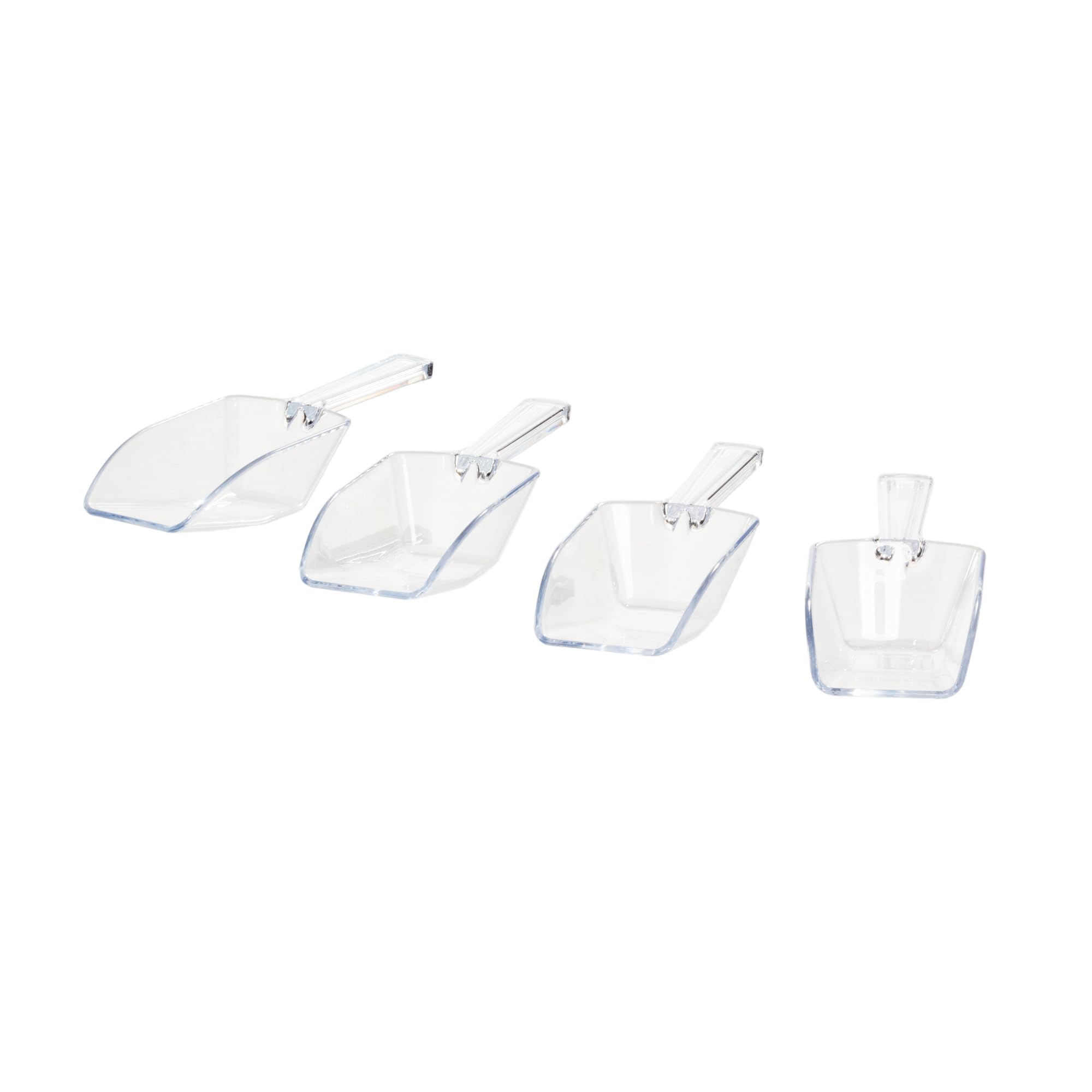 iDesign Measuring Scoop Set of 4, Large Measuring Spoons Made of Durable Plastic, Scoops for Sweets, Kitchen, Flour, Pantry and Utility Room, Clear, 31242