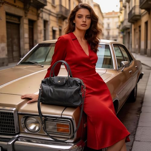Befen Vintage Bolso Satchel Tote de Cuero para Mujer miniatura 2