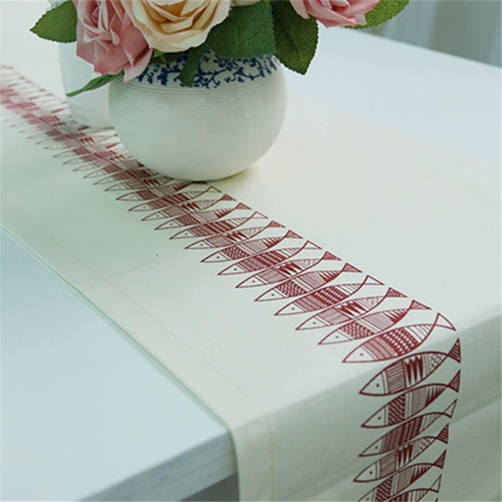 Small Red Fish Table Runner Linen Cotton Tafelloper Tafel Loper(30x180cm)