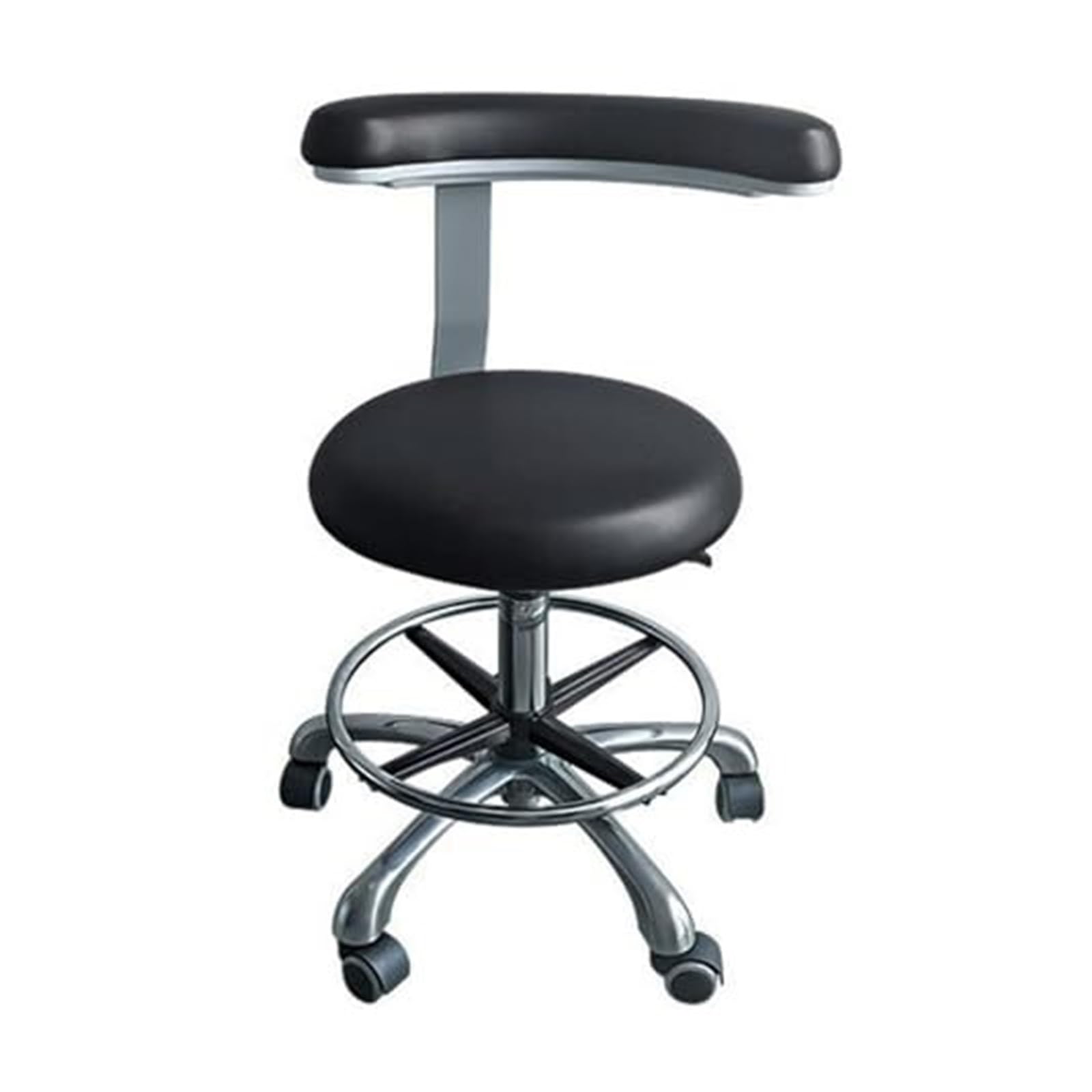 OZBMA Dental Stool with 360° Rotation, Height Adjustable Medical Assistant Chair, PU Leather Saddle Design, Armrest for Clinics and Salons (C2)
